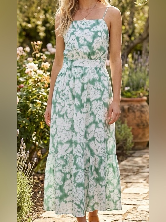 Color Block Dresses & Skirts - NEW Forest Green Floral Halter Maxi Dress
